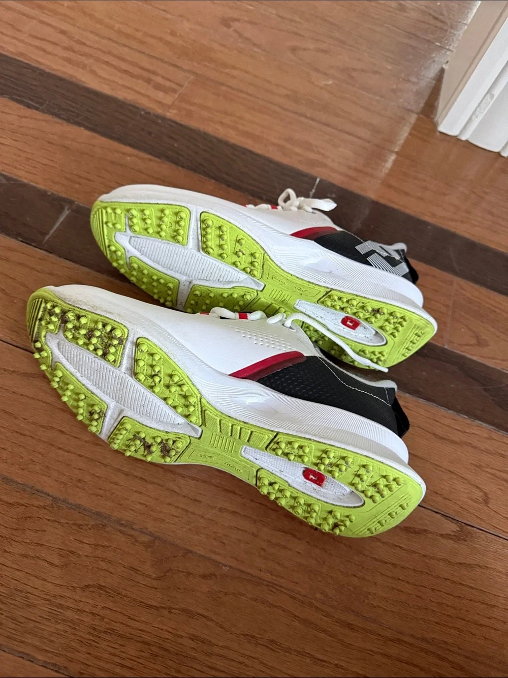 FootJoy Kids White Golf Shoe with Black and Red Accents